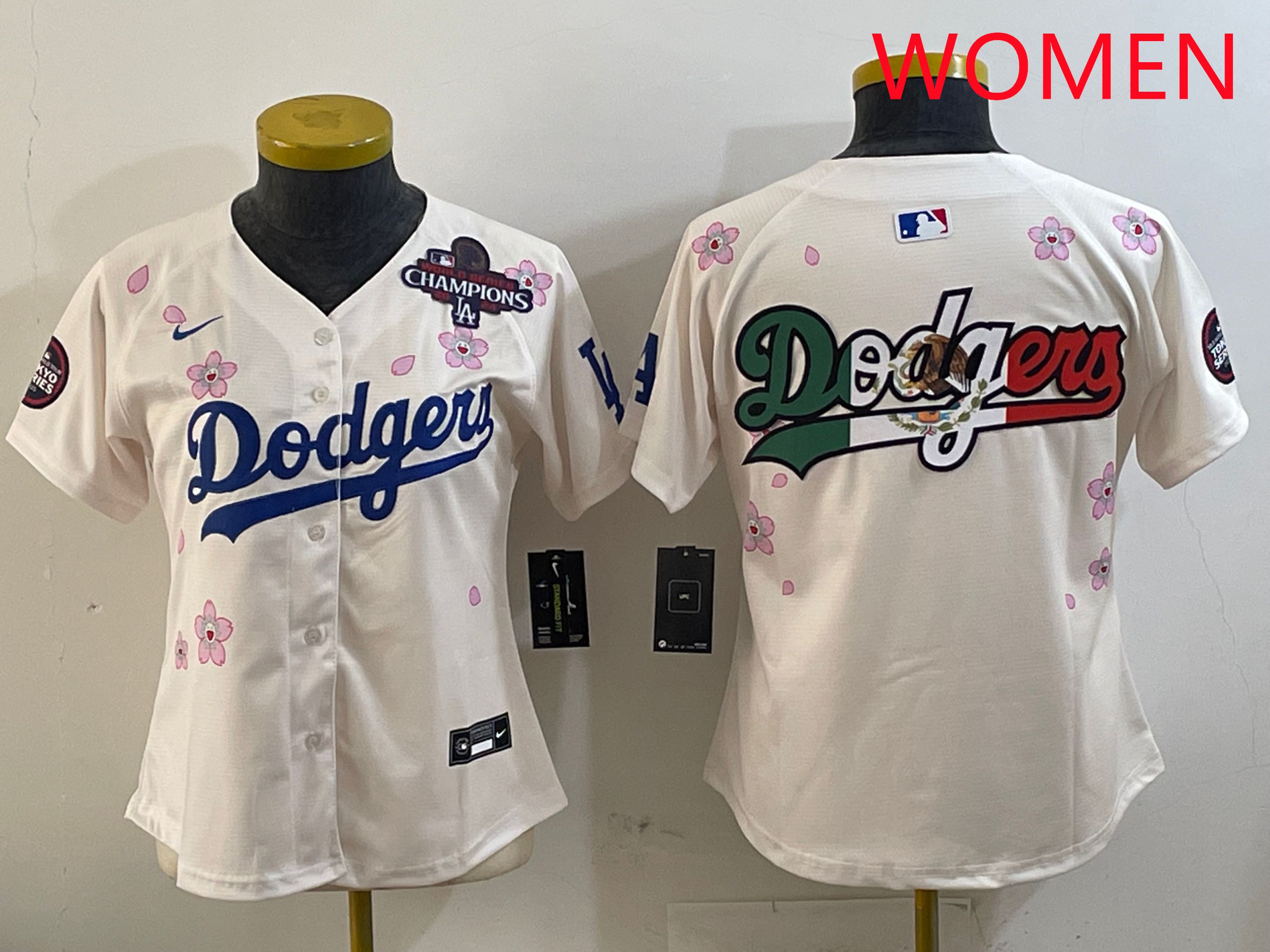 Women Los Angeles Dodgers Blank Cream Sakura Edition 2025 Nike MLB Jersey style 8